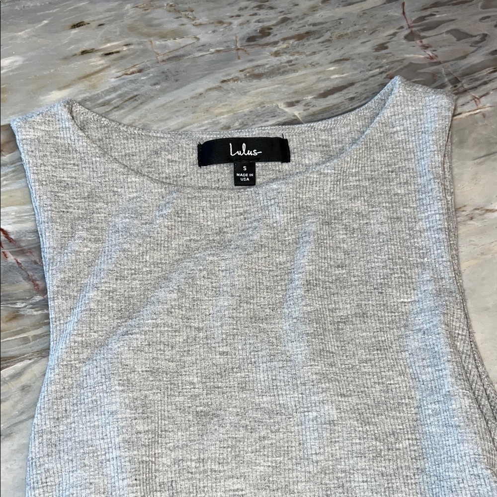 Lulu's Heather Gray Ribbed Mini Dress Size Small - Picture 2 of 4